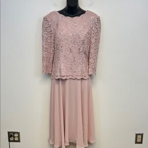 Alex Evenings Women's Pink Formal Lace Chiffon Sparkle Dress Size 10